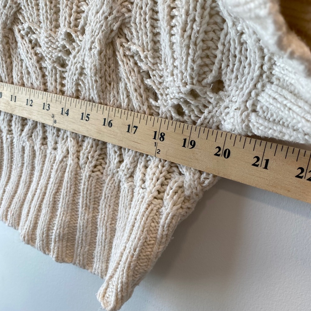 By Together Sweater Women S Cream Cable Knit Cropped Short Sleeve Boho Fisherman - Picture 4 of 6